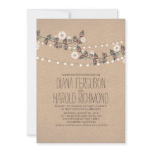 Niedliche Lichtstränge Rustikale Hochzeit Einladun