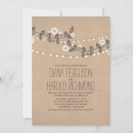 Niedliche Lichtstränge Rustikale Hochzeit Einladun Einladung