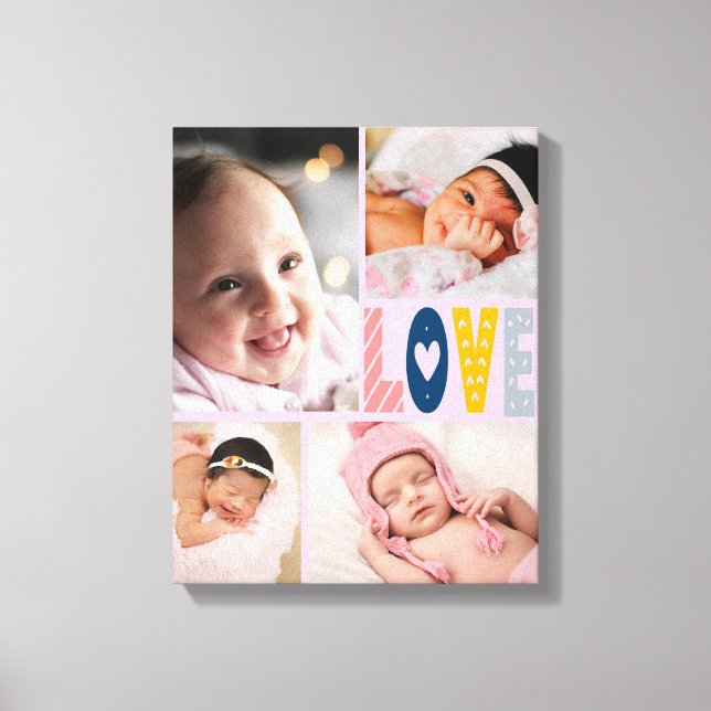 niedliche Liebe Baby Foto Collage Kinderzimmer Neu Leinwanddruck (Vorderseite)
