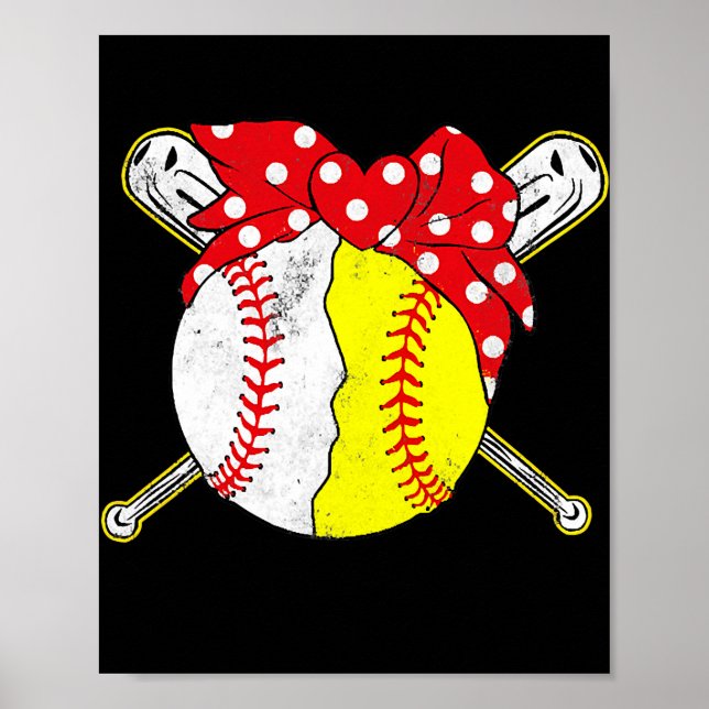 Niedliche Liebe Baseball Softball Herz Baseball Ma Poster (Vorne)