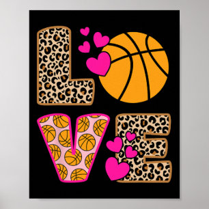 Niedliche Liebe Basketball Leopard Print Women Gir Poster