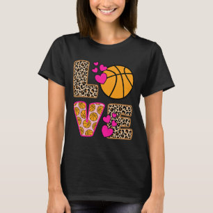 Niedliche Liebe Basketball Leopard Print Women Gir T-Shirt