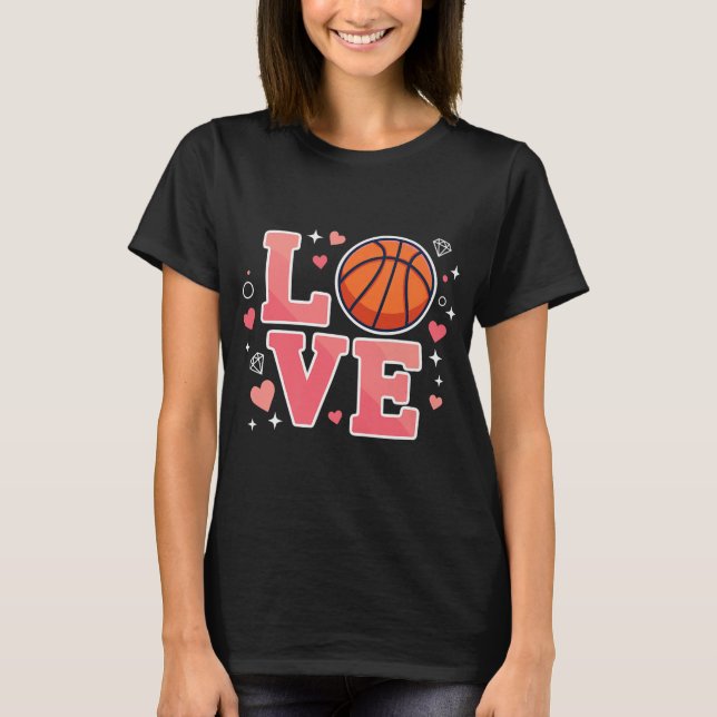 Niedliche Liebe Basketballdesign für Mädchen und J T-Shirt (Vorderseite)