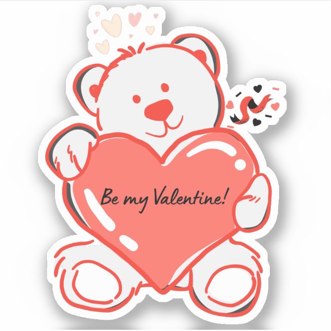 Niedliche Liebe "Be My Valentine" Scrapbook-Aufkle Aufkleber (Vorderseite)