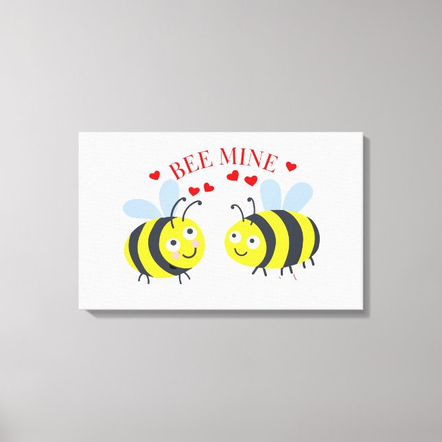 Niedliche Liebe "Bee Mine" Valentinstag Geschenkid Leinwanddruck (Vorderseite)