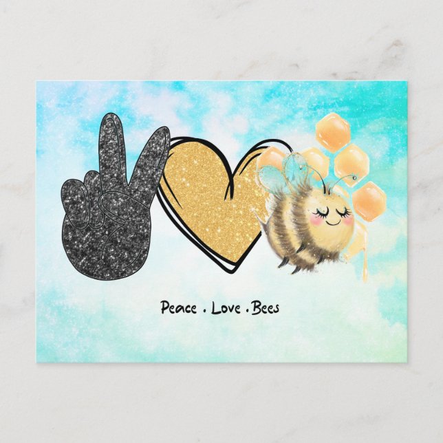 Niedliche Liebe Bienen Postkarte (Vorderseite)