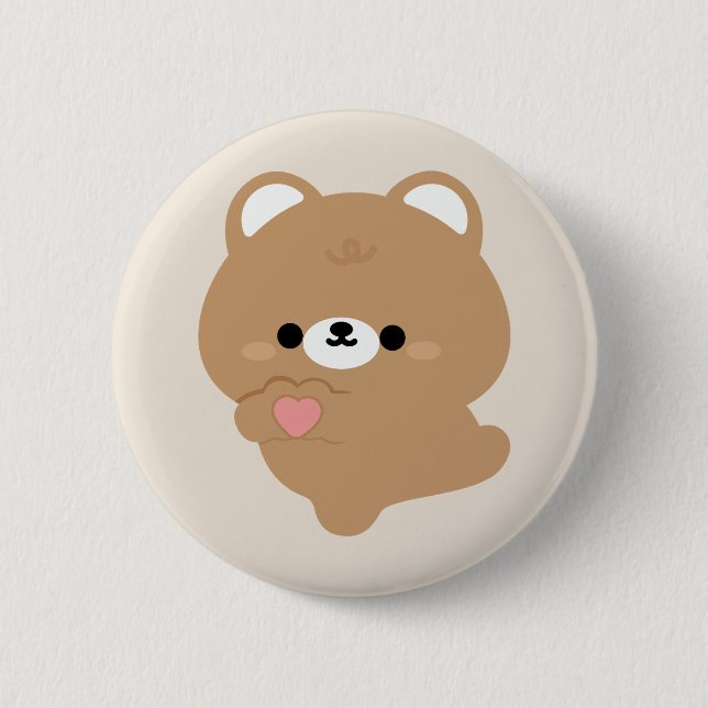 Niedliche Liebe Braunbär Button (Vorderseite)