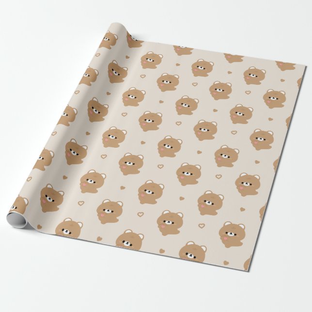 Niedliche Liebe Braunbär Geschenkpapier (Ungerollt)