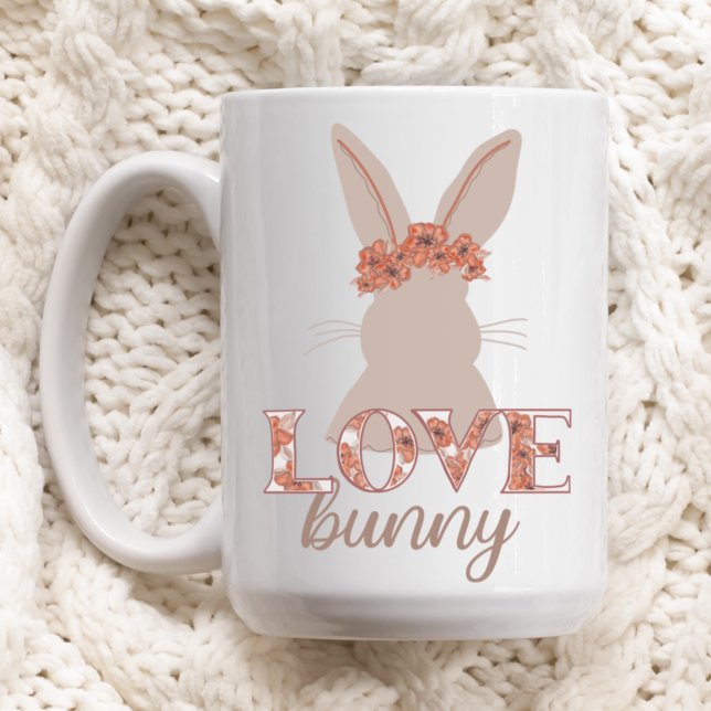 Niedliche Liebe Bunny Floral Ostern Zweifarbige Tasse (Von Creator hochgeladen)