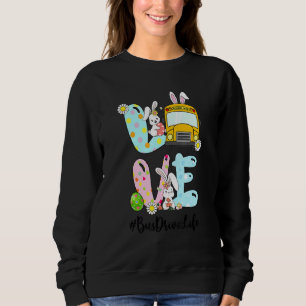 Niedliche Liebe Bunny School Busfahrer Leben glück Sweatshirt