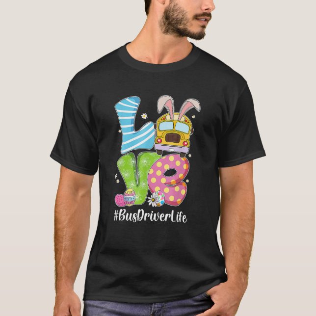 Niedliche Liebe Bunny School Busfahrer Leben glück T-Shirt (Vorderseite)