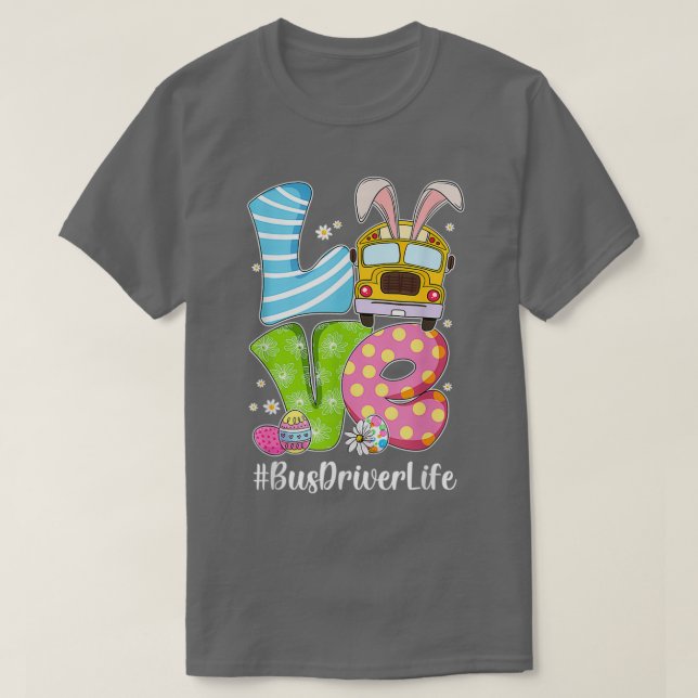 Niedliche Liebe Bunny School Busfahrer Leben glück T-Shirt (Design vorne)
