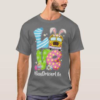 Niedliche Liebe Bunny School Busfahrer Leben glück T-Shirt