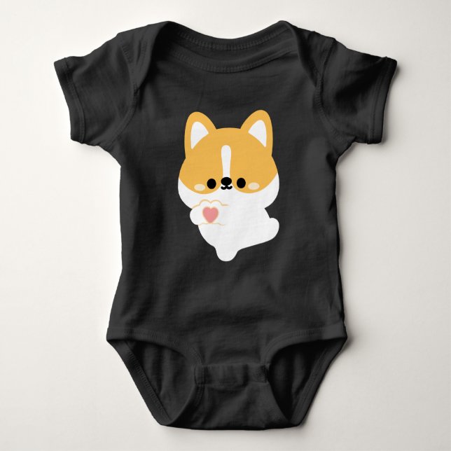 Niedliche Liebe Corgi Baby Strampler (Vorderseite)
