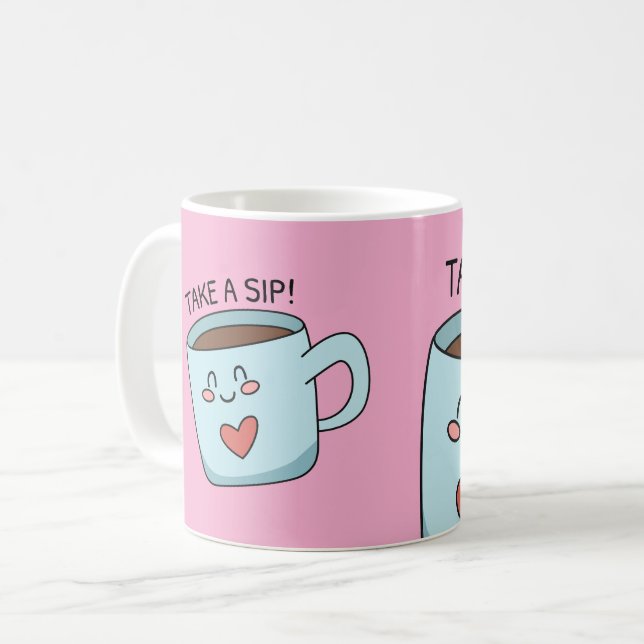 Niedliche Liebe des Bechers zeichnend Kaffeetasse (Vorderseite Links)