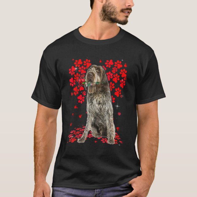 Niedliche Liebe Drahthaar Pointing Griffon Dog Val T-Shirt (Vorderseite)
