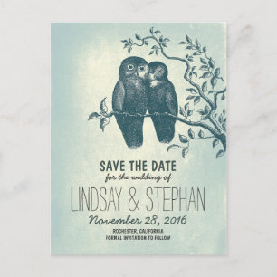 niedliche Liebe Eulen Save the Date Postkarten