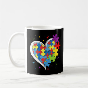 Niedliche Liebe Farbenfrohe Puzzle Piece Herz Auti Kaffeetasse
