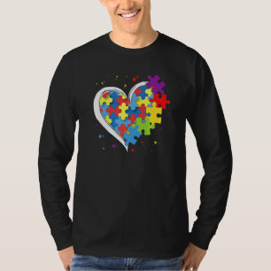 Niedliche Liebe Farbenfrohe Puzzle Piece Herz Auti T-Shirt