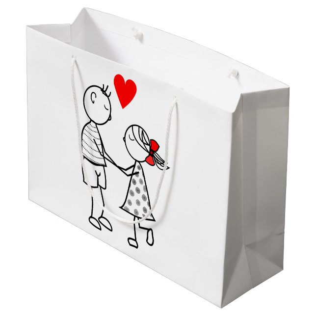 Niedliche Liebe-Geschenktasche - individuell anpas Große Geschenktüte (Rückseite Schrägansicht)
