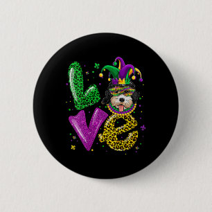 Niedliche Liebe Golden Doodle Doodle Maske Kariert Button