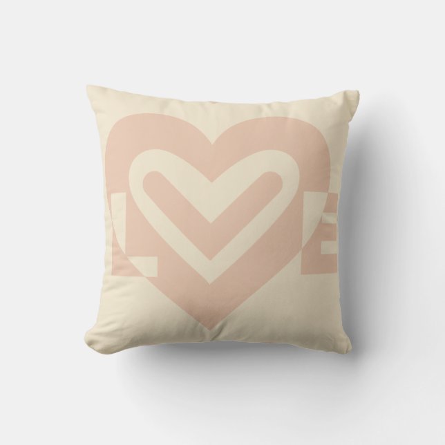 Niedliche Liebe Graphic in Beige Kissen (Vorderseite)
