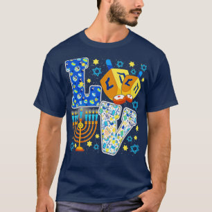 Niedliche LIEBE Hanukkah Dekorationen Dreidel Meno T-Shirt