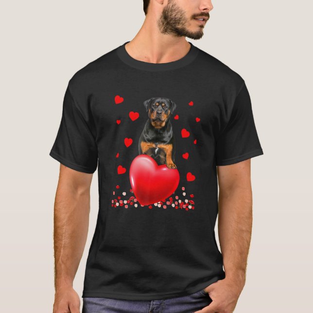 Niedliche Liebe Hearts Rottweiler Dog Valentines P T-Shirt (Vorderseite)