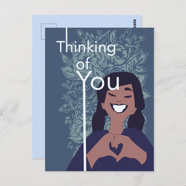 Niedliche Liebe Herz Blumenmuster Denken Sie an Si Postkarte (Vorne/Hinten)