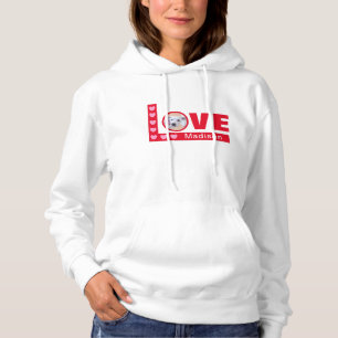 Niedliche Liebe Herz Dog Foto Valentinstag Rot Hoodie