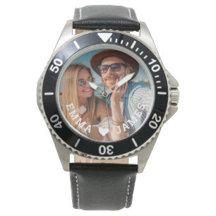 Niedliche Liebe Herz Foto Paare Personalisierte Na Armbanduhr