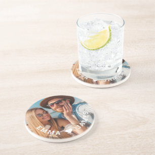 Niedliche Liebe Herz Foto Paare Personalisierte Na Getränkeuntersetzer