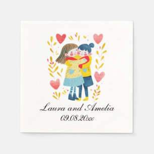Niedliche Liebe & Herz - Frauen - Hochzeit Serviette