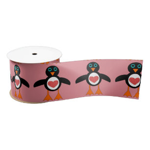 Niedliche Liebe Herz Pinguin Ribbon Satinband