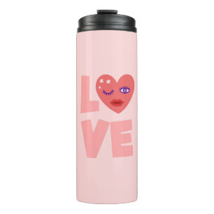 Niedliche Liebe Herz-Rosa Cartoon Muster Thermosbecher