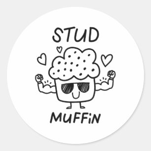 Niedliche Liebe Herz Stud Muffin Valentinstag Top Runder Aufkleber