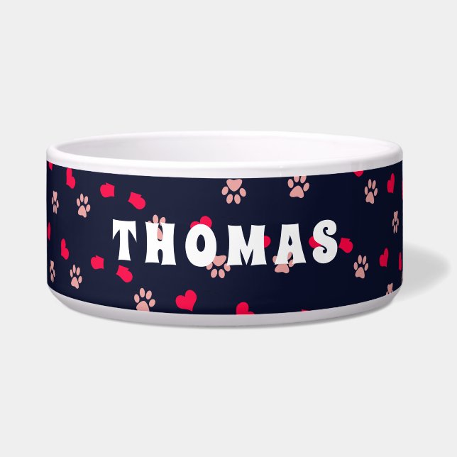 Niedliche Liebe Herz und Pfoten Rosa Muster Napf (Vorderseite)