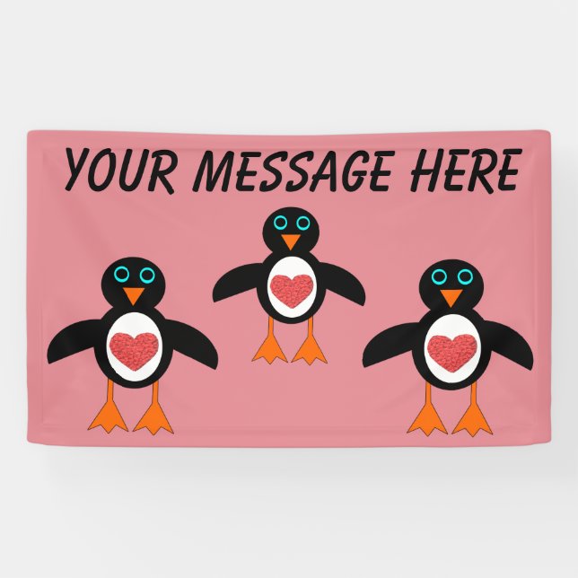 Niedliche Liebe Herzpinguin Banner (Horizontal)