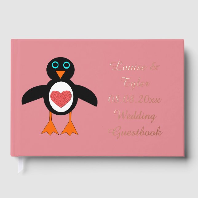 Niedliche Liebe Herzpinguin Gästebuch (Vorderseite)