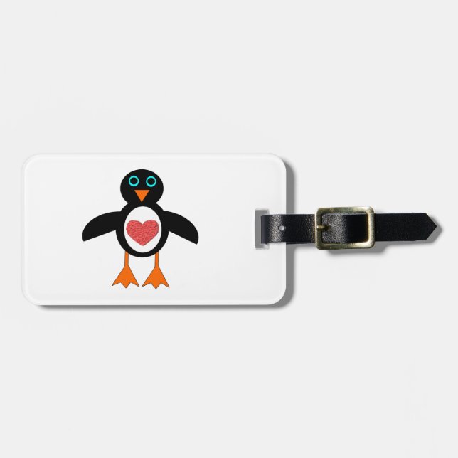 Niedliche Liebe Herzpinguin Gepäckanhänger (Vorderseite horizontal)