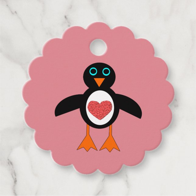 Niedliche Liebe Herzpinguin Geschenkanhänger (Vorderseite)