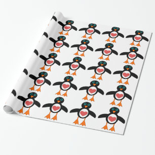 Niedliche Liebe Herzpinguin Geschenkpapier