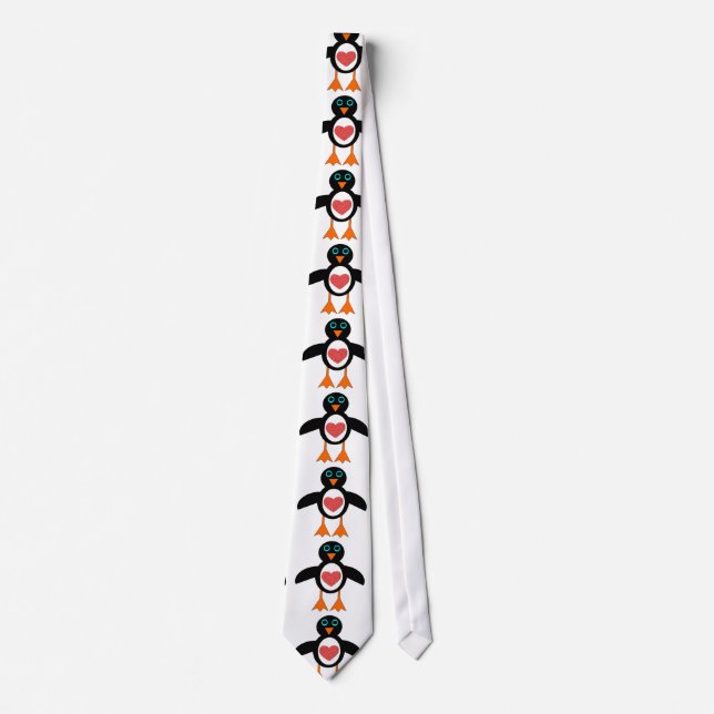 Niedliche Liebe Herzpinguin Krawatte (Vorderseite)