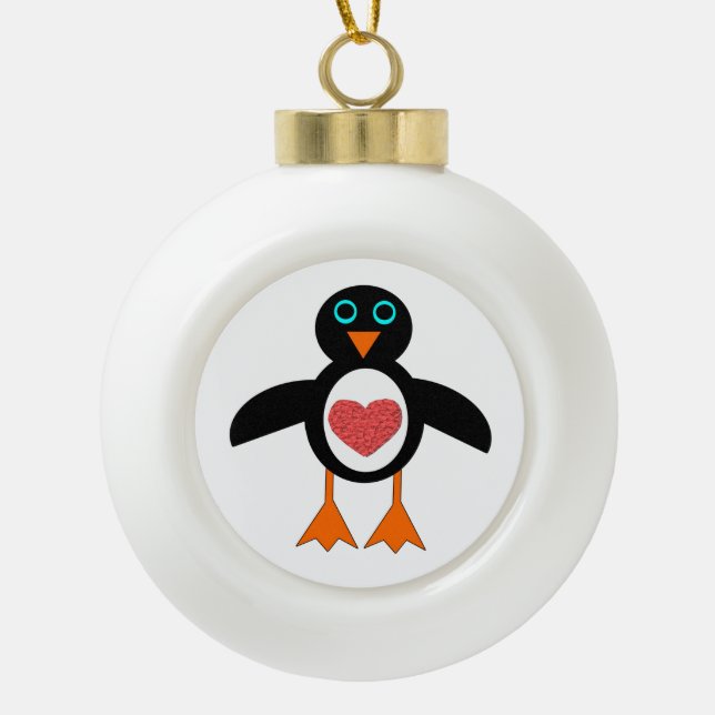 Niedliche Liebe Herzpinguin Ornament (Vorderseite)