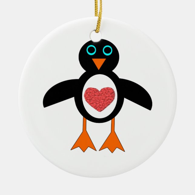 Niedliche Liebe Herzpinguin Ornament (Vorne)
