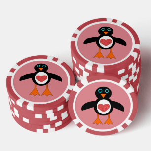 Niedliche Liebe Herzpinguin Pokerchips