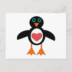 Niedliche Liebe Herzpinguin Postkarte