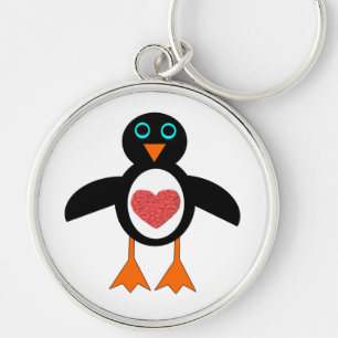 Niedliche Liebe Herzpinguin Schlüsselanhänger