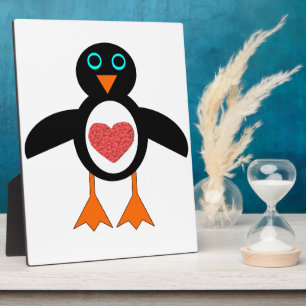 Niedliche Liebe Herzstück Pinguin Plaque Fotoplatte