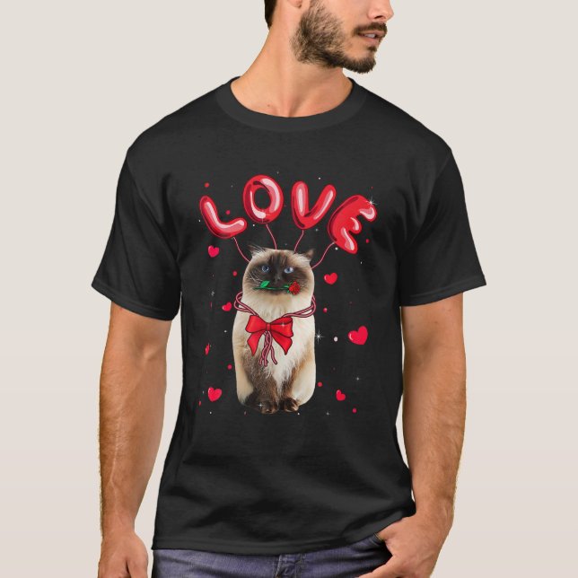 Niedliche Liebe Himalayan Katze Valentine Pet Cat  T-Shirt (Vorderseite)